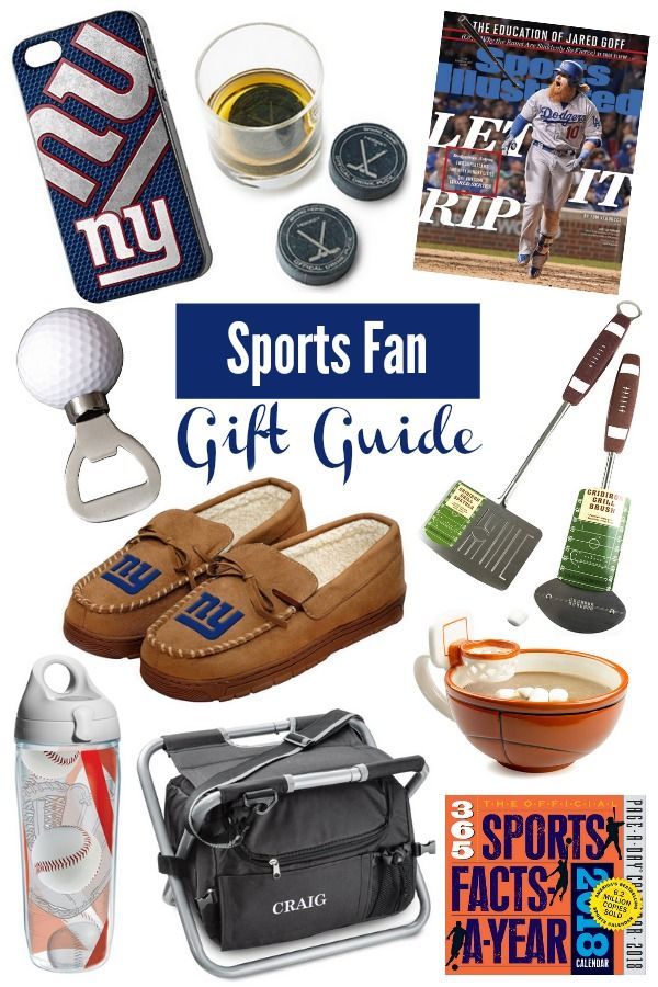 the sports fan gift guide is on display