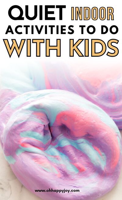 a donut with pink and blue icing on it that says quiet indoor activities to do with kids