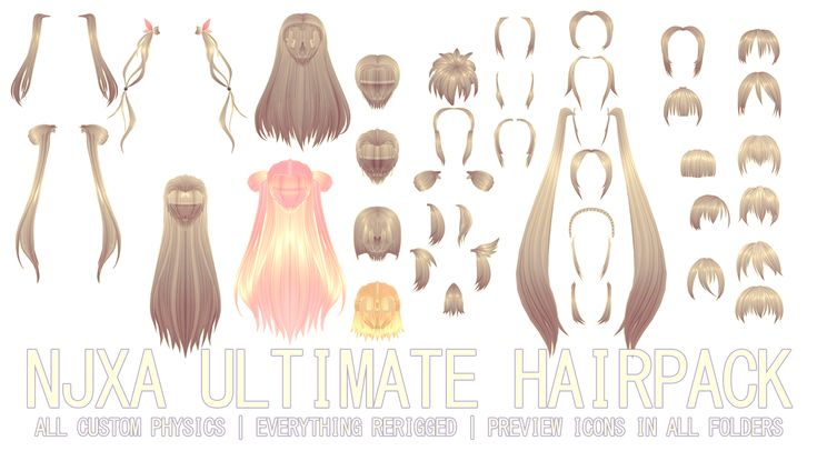 an anime character's hair pack includes long, straight and ponytails for all ages