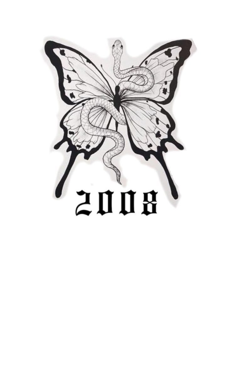 a drawing of a butterfly with the year 2013 on it's back and side