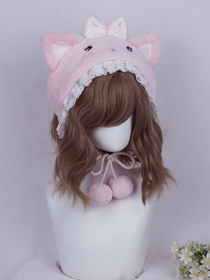 This price is for a hat only, others are not included. Cute Costume Cap Hat, One Size Fits Most, Pink Cat Ears Hat For Winter, Pink Kawaii Hat One Size Fits Most, Fun Pink Beanie Hat, Pink Winter Hat With Cat Ears, Pink Brimmed Winter Costume Hat, Playful Pink Beanie Hat, Cute Pink Brimmed Hat, Cute Beanie Costume Hat, One Size Fits Most