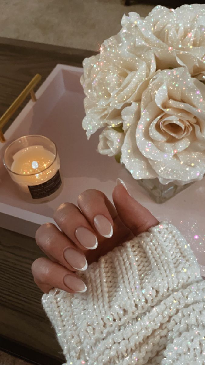 Winter French Tip Nails Oval, French Manicure Dip Powder Almond Shape, French Mani Dip Powder, Fall Neutral Dip Powder Nails, Put It In Neutral French Manicure, Dip Manicure French Tips, Dipping Powder French Manicure, Simple Engagement Nails Almond, Modern French Manicure Trends 2023