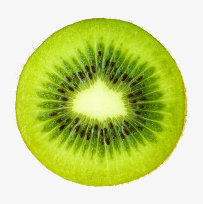 a kiwi cut in half on a white background