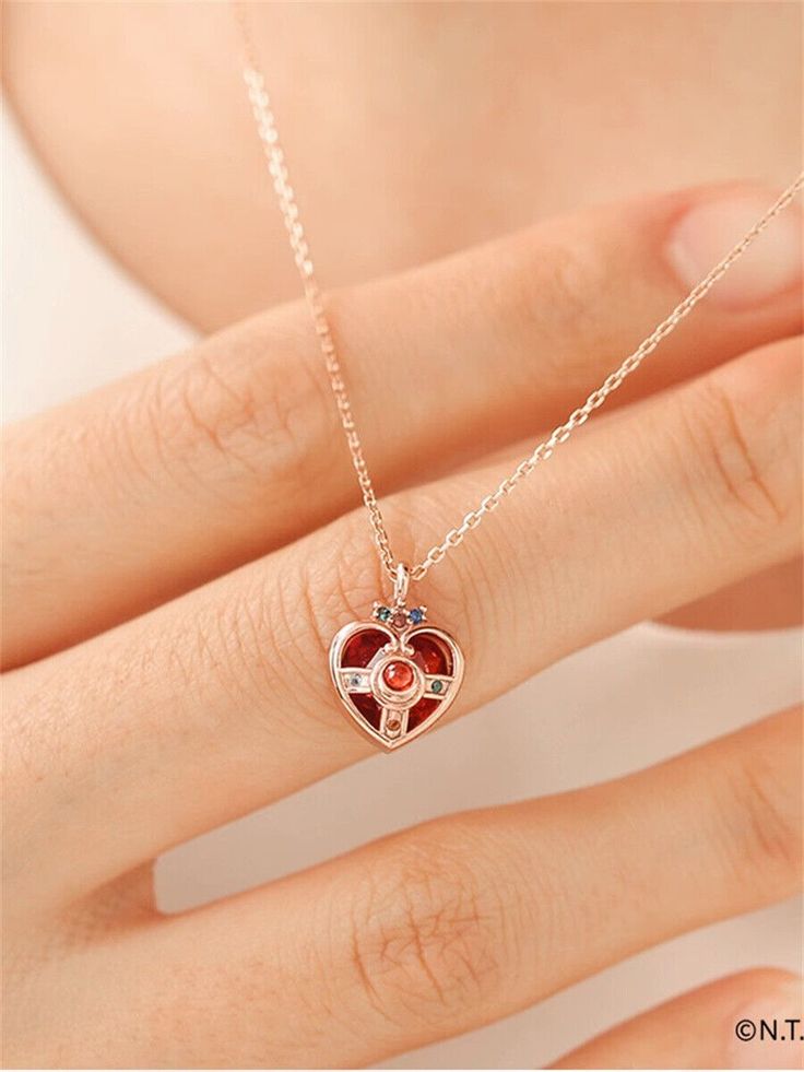 Sailor Moon Tsukino Usagi 925 Silver Collarbone Necklace Heart Pendant Gifts   | eBay Moon Necklace Pink, Sailor Moon Ornament, Cute Heart Necklace, Sailor Moon Gifts, Anime Accessories Jewelry, Sailor Moon Stuff, Sailor Moon Bracelet, Sailor Moon Accessories, Sailor Moon Earrings