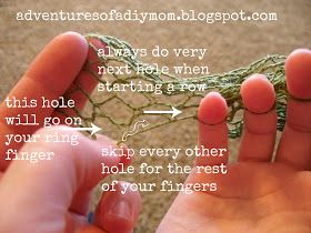 two hands holding a piece of green string with the words, adventure / friendly mom blog on it