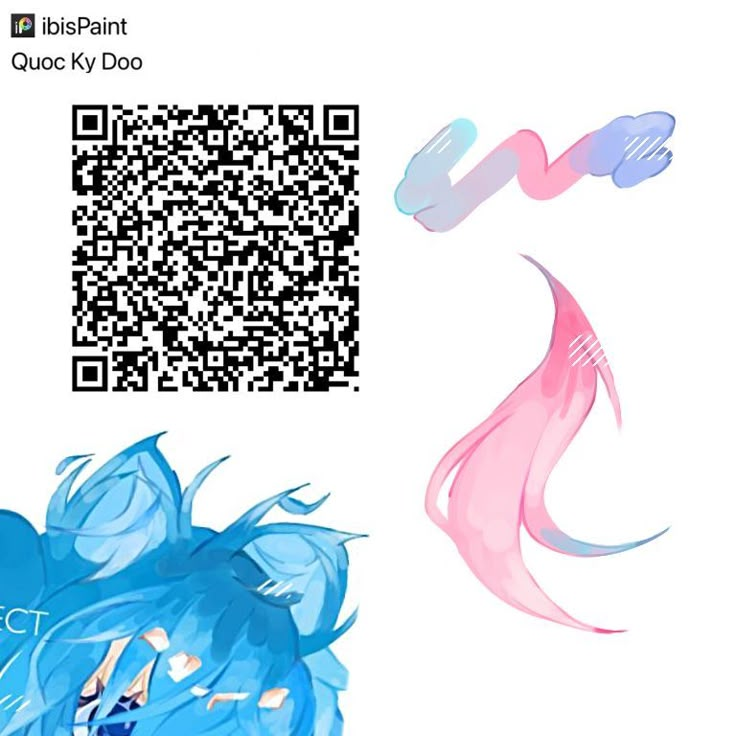 a qr - code is shown next to an image of a woman with blue hair