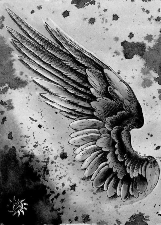 a drawing of an eagle flying through the sky