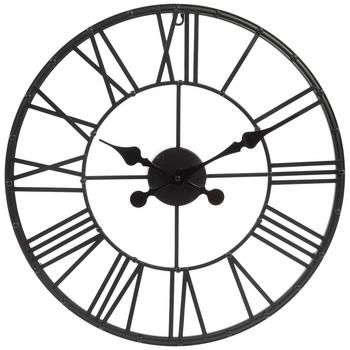 Dimensions: 18" H x 18" W x 1.5" D Power Source: 1 AA Battery (Not Included) Material: Metal Shape: Round Color: Black Orientation: Vertical Includes: 1 Keyhole Mount Quantity: 1 Showcase your modern style with this Black Open Metal Wall Clock. This black metal clock features an open construction with roman numerals and glossy clock hands. Use this functional piece to complement the theme of your office or home library. Metal Clock, Clock Hands, Ring Shapes, Framed Mirror Wall, Metal Wall Clock, Store Signs, Aa Battery, Mirror Wall Decor, Open Ring