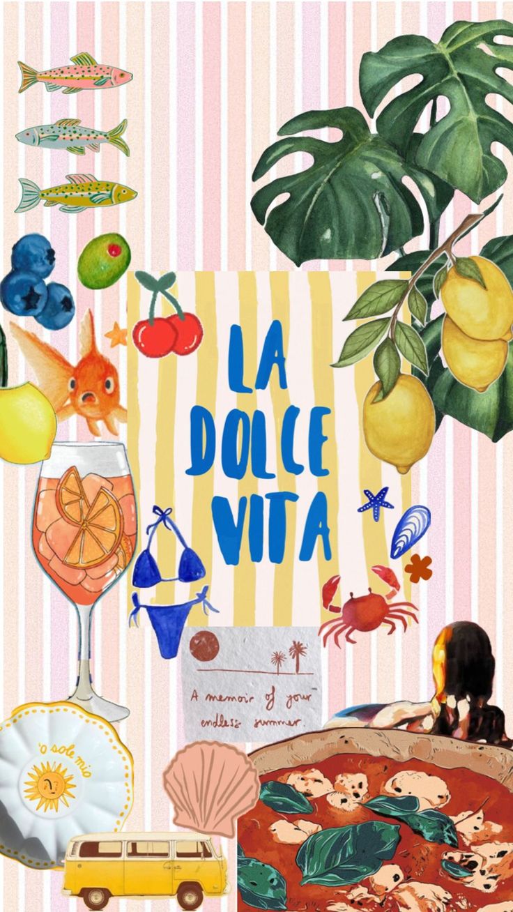 a collage of food and drinks with the words la dolce vita above it