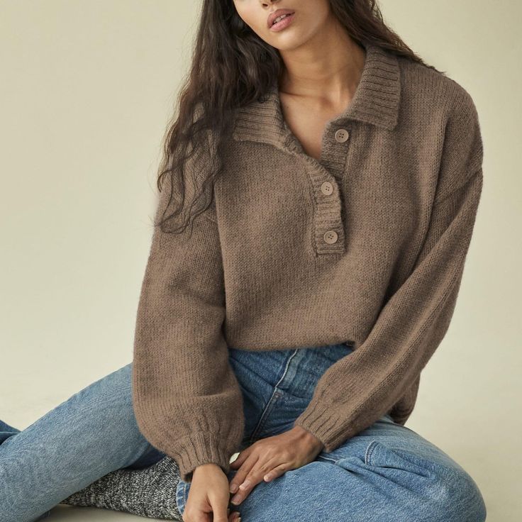 Oversized Sweater Henley Neck W/ Functional Buttons Slightly Puffed Sleeves 100% Baby Alpaca (Super Soft) Never Worn! Color Is Sold Out On Reformation Knitwear Trends, Sweater Trends, Oversized Sweater, Sweaters Oversized, Sweater Sleeves, Fall Winter Outfits, Ethical Fashion, Fashion Inspo Outfits, Sweater Outfits