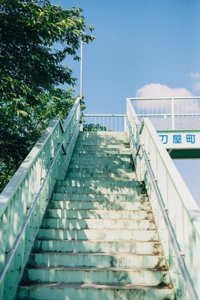 stairs leading up to the top of a building