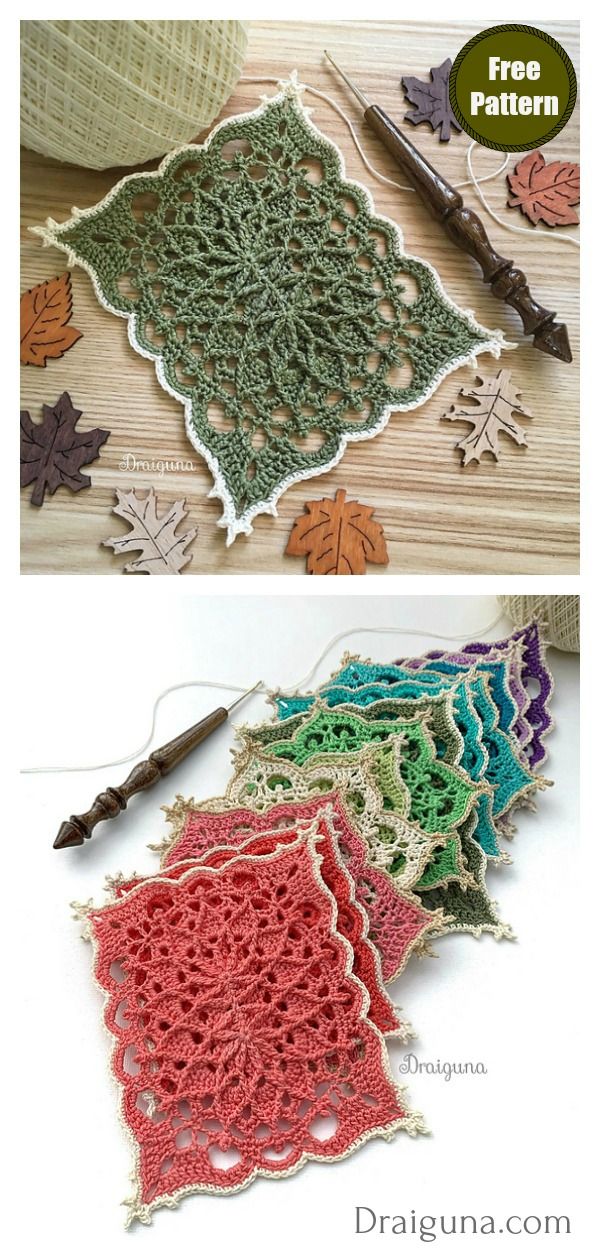 crocheted doily is shown with the words, free pattern and instructions to make it