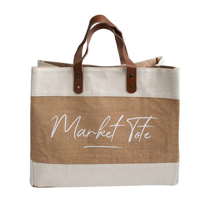 PRE-ORDER ITEM: The Market Tote Bag is a stylish everyday accessory crafted from durable cotton and burlap. With its sleek leather strap, it offers both fashion and functionality. Perfect for any occasion, this cute tote is a useful addition to your everyday. This is a Pre-order item that typically will be fulfilled with-in 2-3 days. Lead times can vary and are not guaranteed. If you would like detailed information please contact us and we would be happy to assist you! Eco-friendly Brown Canvas Shopping Bag, Eco-friendly Satchel Canvas Bag For Shopping, Eco-friendly Canvas Bag With Leather Handles For Everyday Use, Eco-friendly Everyday Canvas Bag With Handles, Eco-friendly Canvas Satchel Bag, Summer Canvas Bag With Leather Trim, Summer Canvas Bag With Leather Trim For Everyday, Everyday Summer Canvas Bag With Leather Trim, Natural Canvas Shopping Bag With Handles