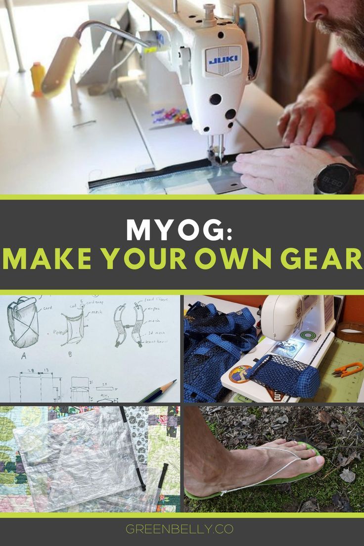 a man working on a sewing machine with the words, myog make your own gear