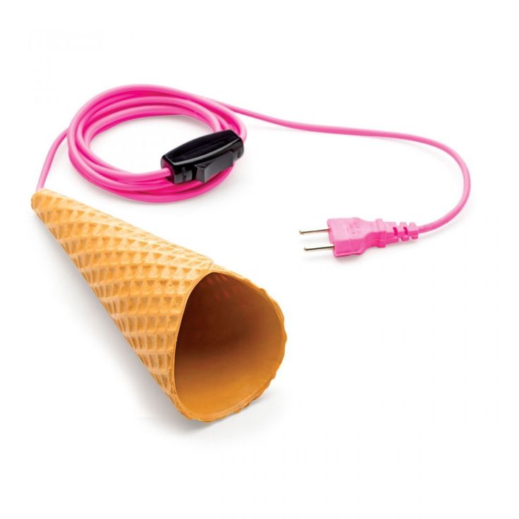 an ice cream cone is plugged into a charger with a pink extension cord