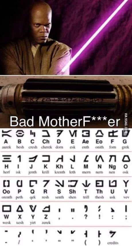 a star wars poster with the words bad mother fer and an image of luke