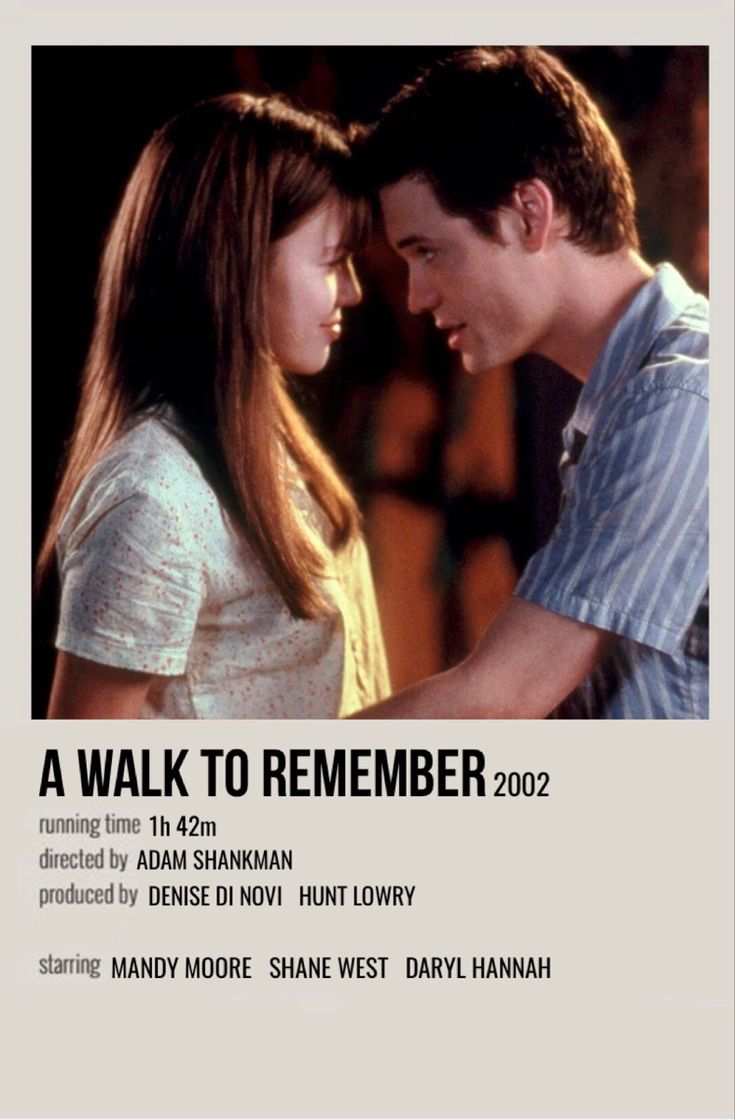 a movie poster for a walk to remember with an image of a man and woman looking at each other