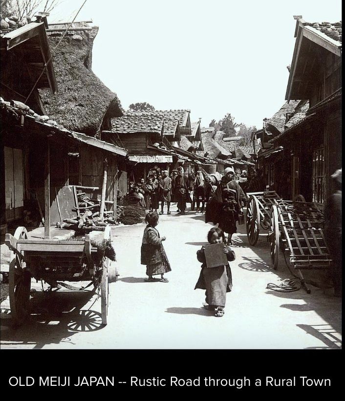 an old black and white photo of people walking down the street