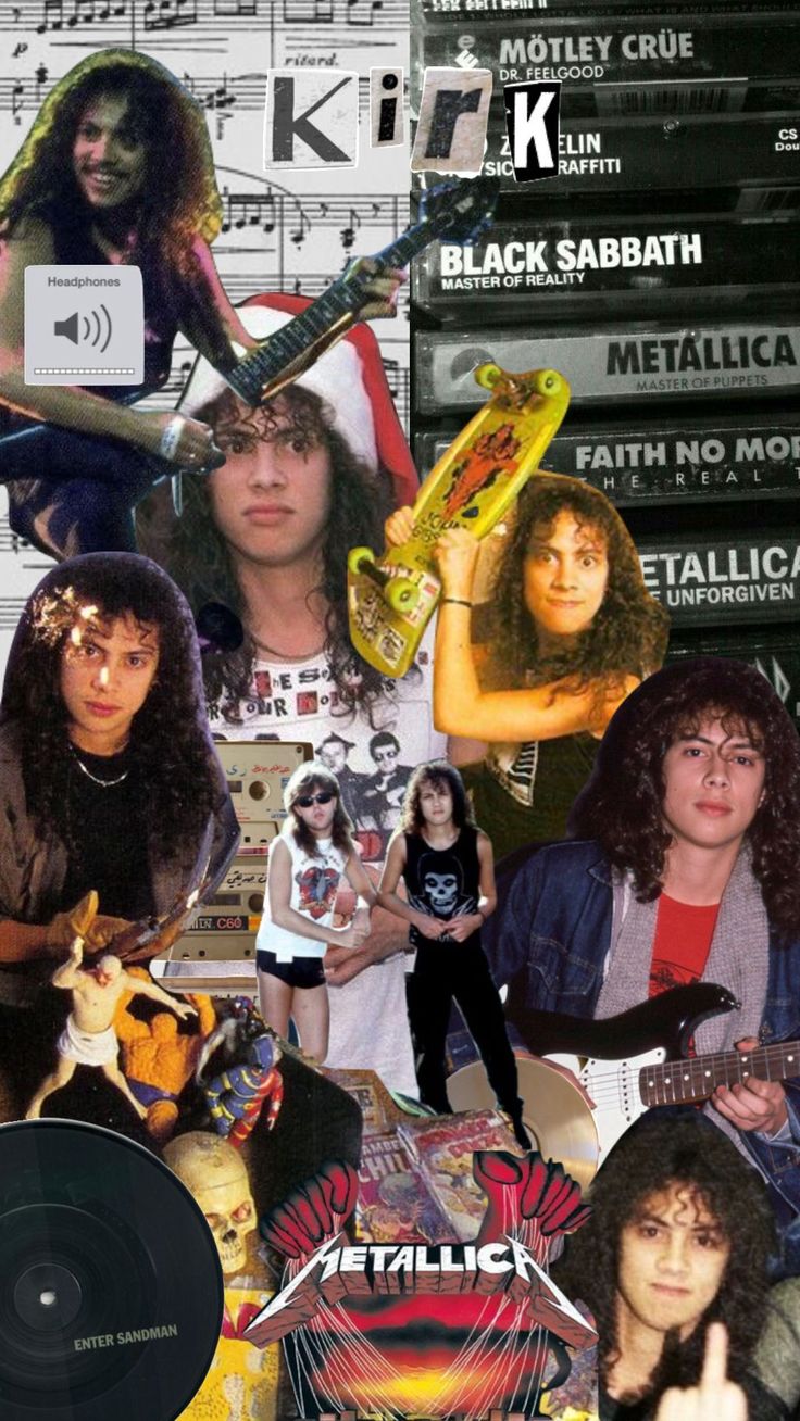 the collage shows many different people with guitars and music equipment in their hands, as well as an album cover