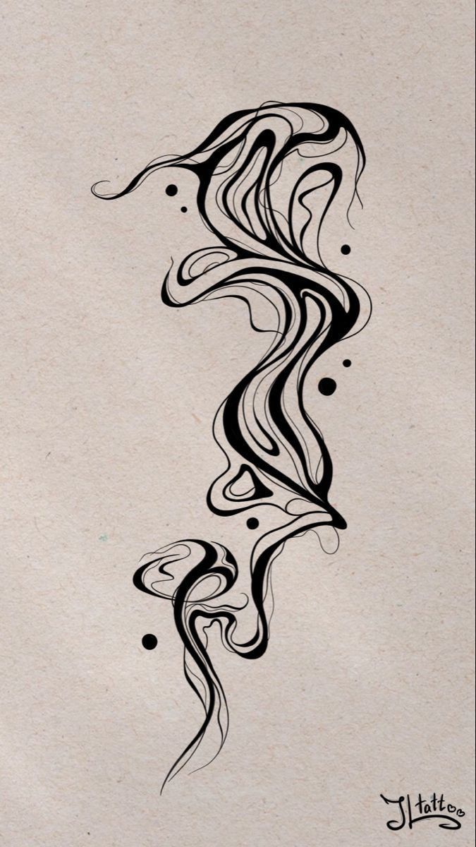 a drawing of a woman's hair with swirls and dots on it, in black ink