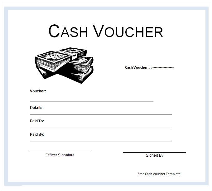 cash voucher form with two stacks of cash