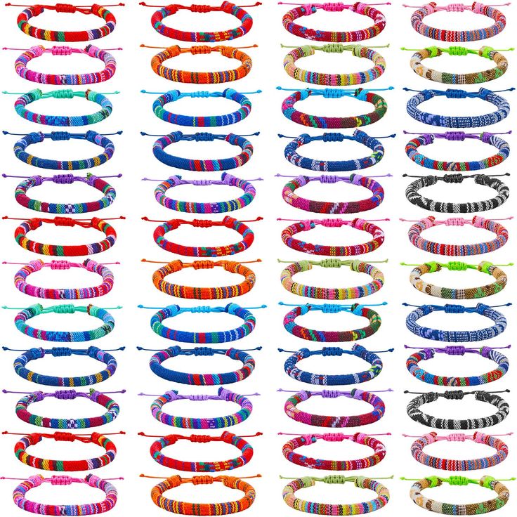 PRICES MAY VARY. Abundant Package: you will get 48 woven bulk bracelet included in each package, giving you plenty to share them with your friends and loved ones; Each package contains 20 different classic colors, with 4 pieces of each color Durable and Non Irritating Material: these bracelets are made of quality braided wire that is both durable and non irritating to the skin, ensuring a comfortable and long lasting wear Adjustable Size: our bracelets designed to fit wrists that measure about 7 Bulk Bracelets, Girls Friendship, Women Friendship, Girl Friendship, Festival Accessories, Handmade Bracelet, Colorful Boho, Bracelet For Women, Friendship Bracelet