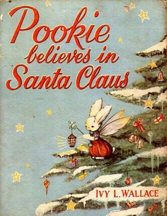 a book cover for pookiie belies in santa claus with an angel on it