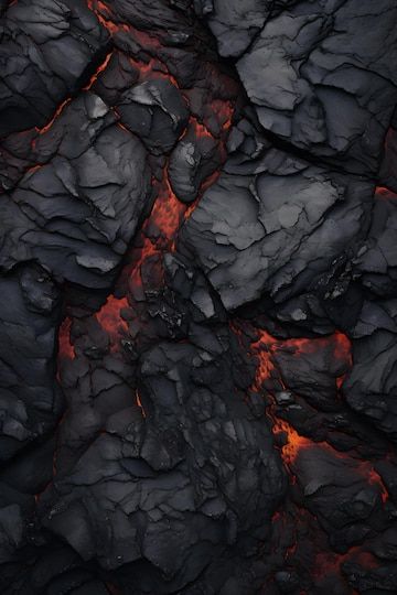 the lava is glowing red and orange in this image, as if it was taken from above