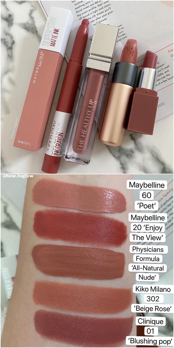 Every Day Lipstick, Best Maybelline Products, Lipstick Nude Colors, Maybelline Nude Lipstick Shades, Maybelline Lipstick Swatches, Maybelline Lipstick Shades, Lipstick On Lips, Pretty Lipstick Colors, Makeup Products Aesthetic