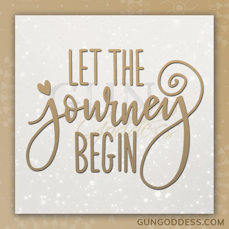 the words let the journey begin written in gold on a white background with snow flakes