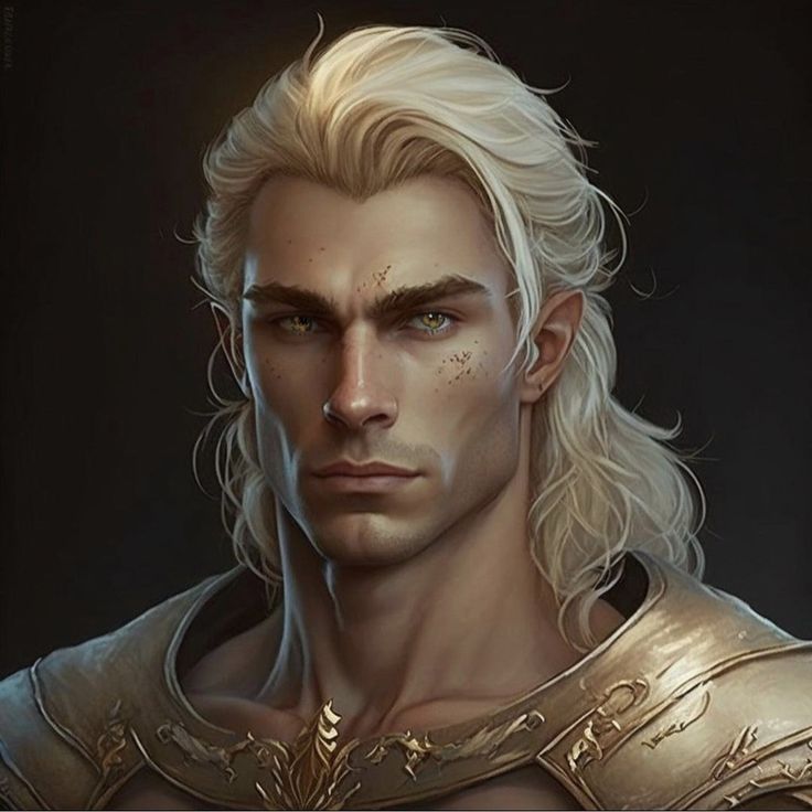 a man with long blonde hair wearing armor