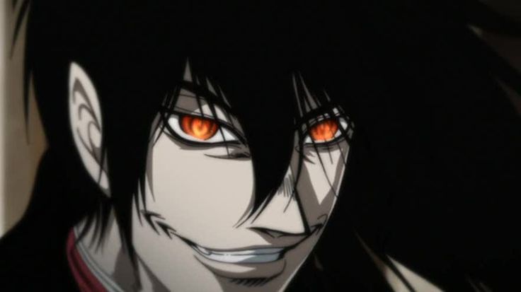 an anime character with red eyes and black hair is staring at the camera while he's looking to his left