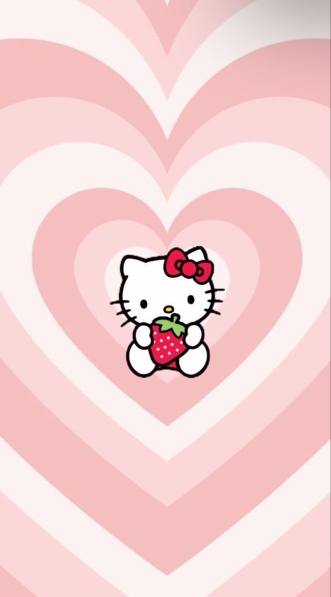 the hello kitty wallpaper is heart shaped