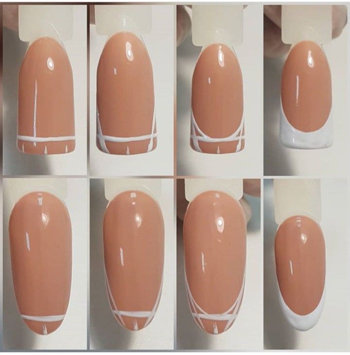 French Tip Nails For Beginners, Beginner French Tips Nails, Nails Design Tutorial Easy, Beginning Nail Art, Nail Drawing Tutorial, How To Draw French Tip Nails, French Tip How To, Nail Background Ideas, Simple Nails For Beginners