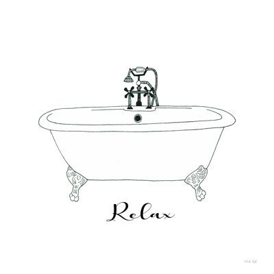 a drawing of a bathtub with the word relax on it