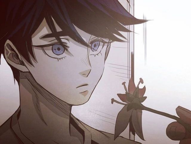 an anime character holding a flower in his hand