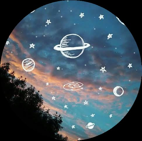 an image of the sky with stars and planets painted on it's back side