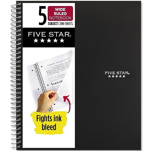 five star spiral bound notebook with 5 stars