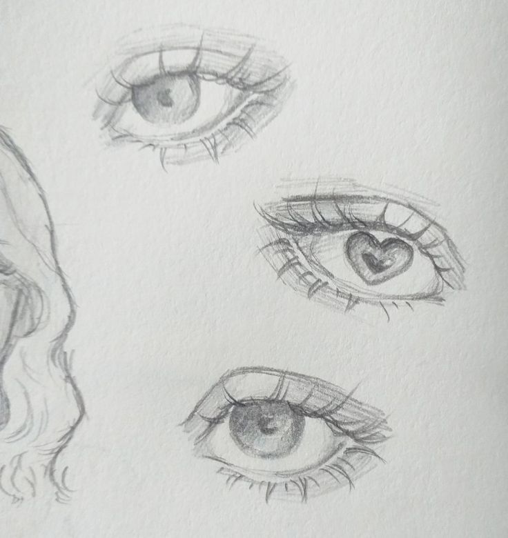 three different types of eyes are shown in this drawing technique, one is drawn on paper and the other is drawn with pencil