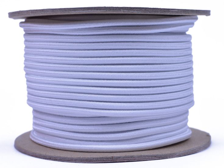 a spool of light blue colored cord on a white background