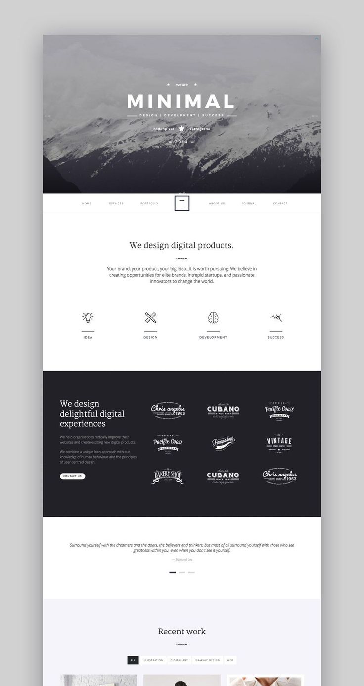 the website design for minimal is shown in black and white