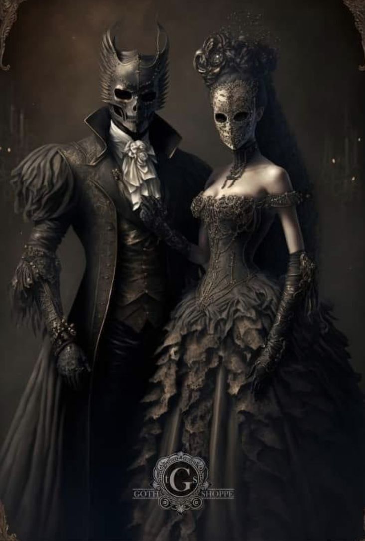 two people dressed up in costumes and masks