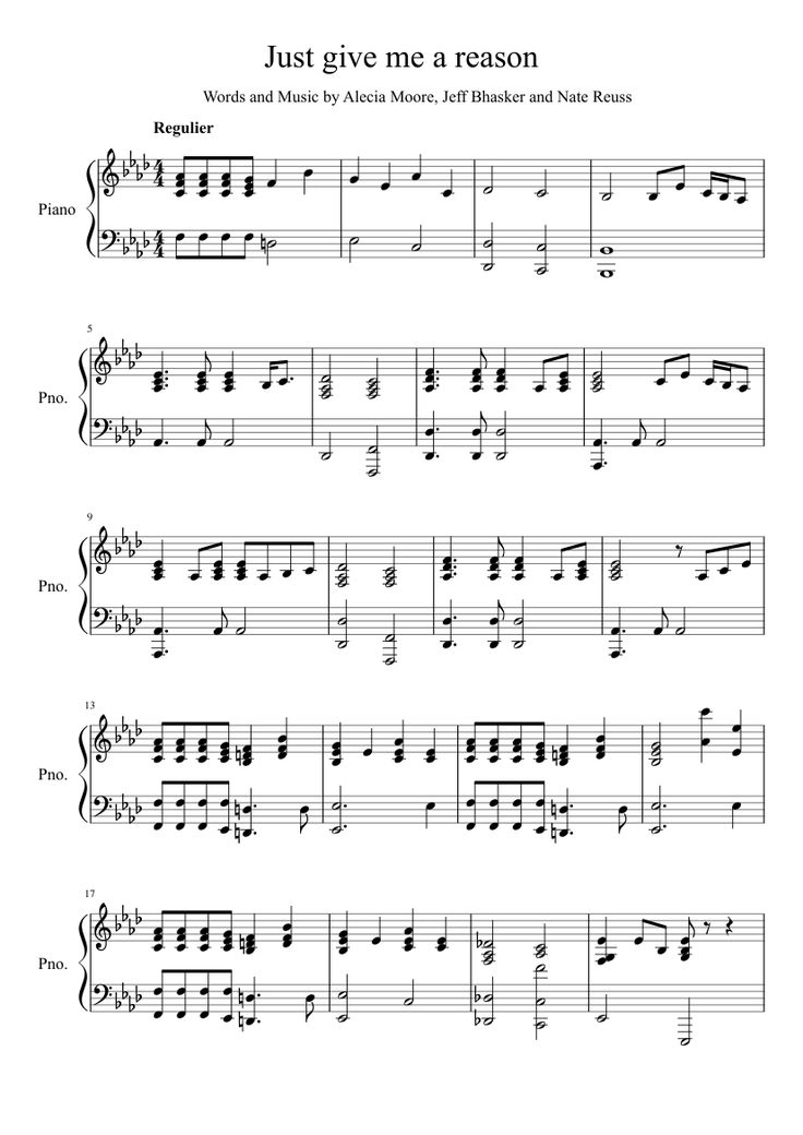 sheet music with the words just give me a reason