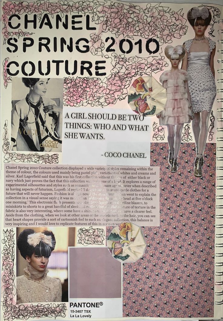 a fashion magazine cover with pictures of women in dresses and accessories on the front, as well as an article about chanel spring 2010 couture