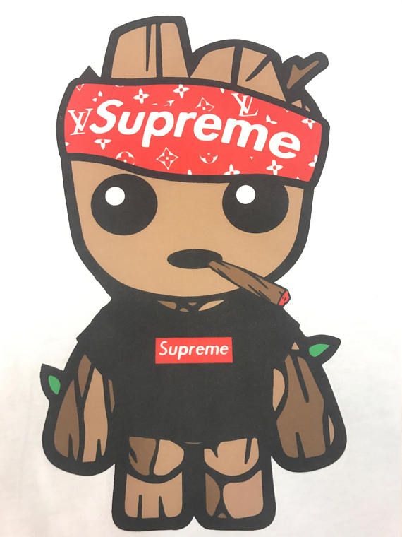 an image of a sticker that says supreme on the back of a cartoon character