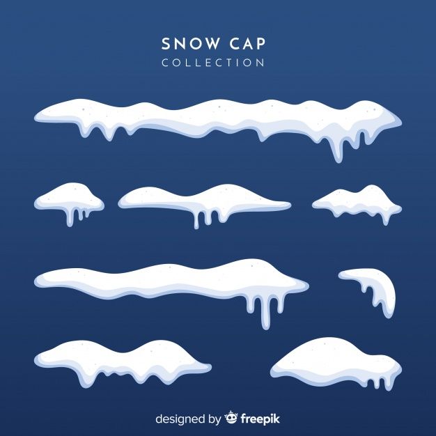 snow caps collection on blue background with white icicles in the shape of mountains and valleys