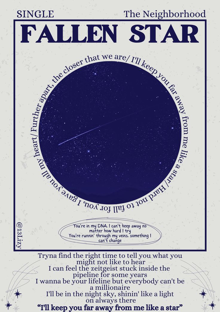 a poster with the words fallen star on it