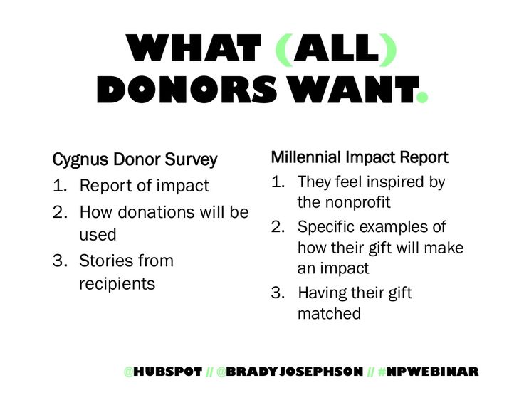 what all donors want info sheet