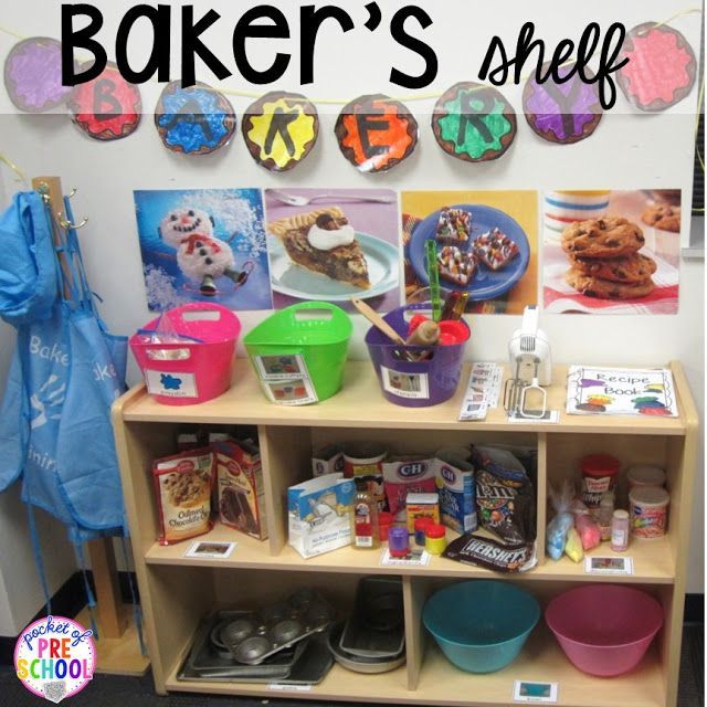 a shelf filled with lots of food next to a sign that says baker's shelf