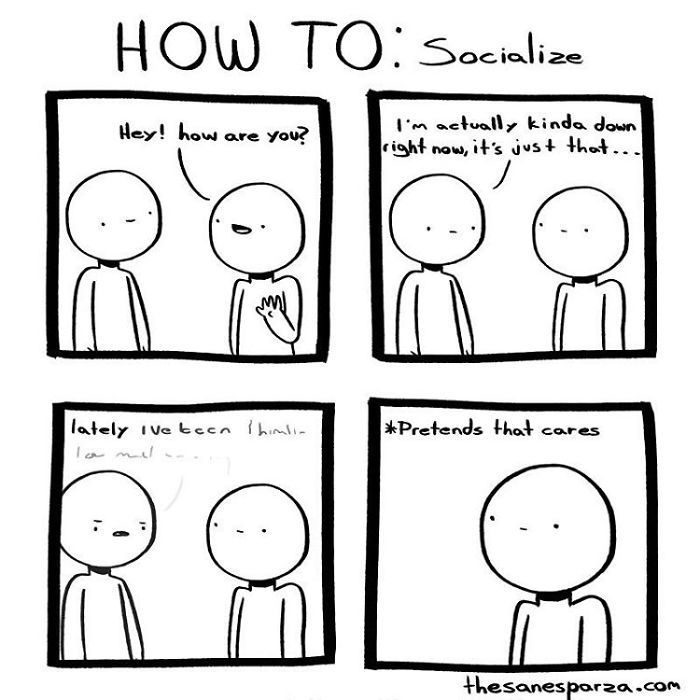 a comic strip about how to socialize